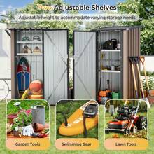 AOXUN 3'x2' Metal Storage Shed With 2 Adjustable Shelves, Small Lockable Tool Cabinet For Garden, Patio & Backyard Organization, Brown - A - View 5
