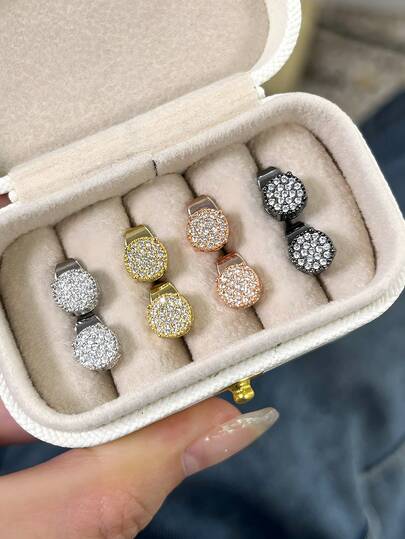 4pcs Cubic Zirconia Stud Earrings Set With Gift Box, Suitable For Women, Applicable For Wedding, Engagement, Anniversary Party, Jewelry Valentine's Day Gift And More