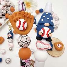25/32/54 piezas Juego de cuentas de silicona con diseño de béisbol, cuentas sueltas con forma de jersey, guante y lazo de béisbol, para hacer llaveros, collares, pulseras, decoración, bolígrafos y colgantes, regalo de cumpleaños y festividades - Serie de béisbol - Ver 11