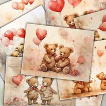 36 hojas A5 de papel para scrapbooking con fondo de osos lindos y globos con forma de corazón, adecuado para diarios de balas, scrapbooks, tarjetas y manualidades - Rectángulo - Ver 5