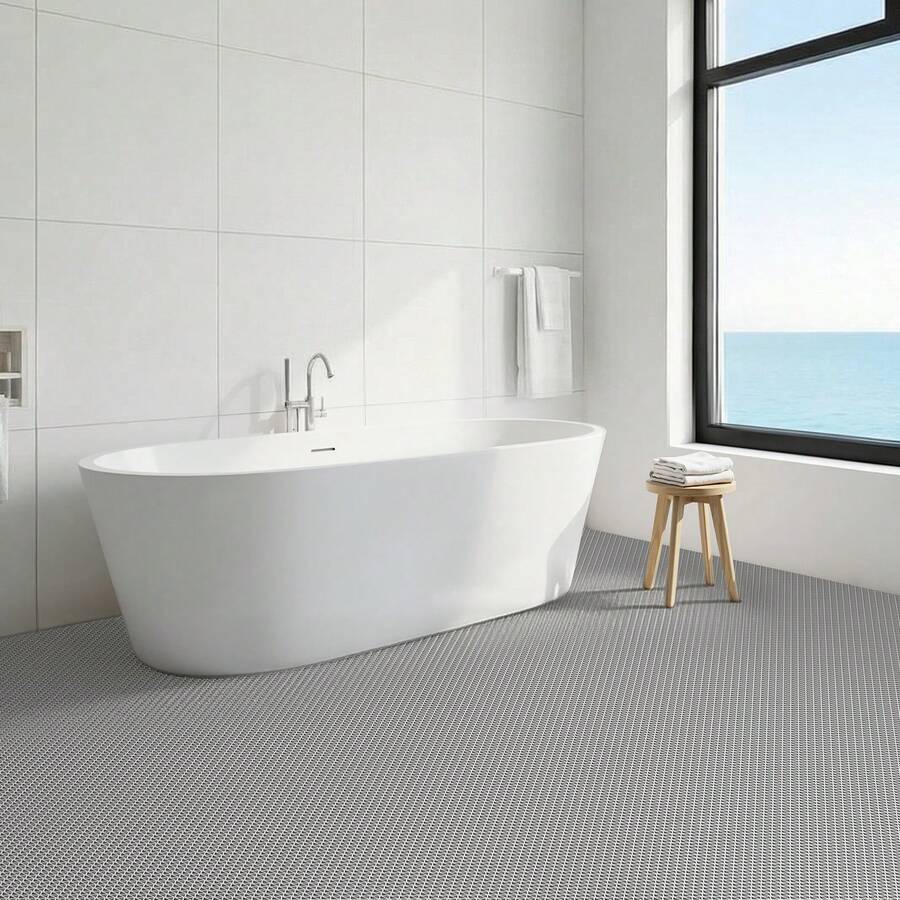 Drainage Mat, 90 X 300 Cm, PVC Non Slip Commercial Floor Mat, Wet Area Water Drain Splash Matting Hollow Doormat Roll, For Outdoor Indoor Restaurant Swimming Pool Patio Bathroom Washroom, Gray - 3*10 FT - 查看 1