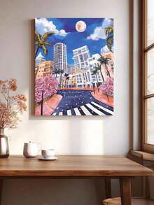 美丽的街景,无框DIY数字油画套装,精心绘制的油画,用色彩表达您的个性,释放您的创造力,无需绘画经验即可创作出令人惊艳的艺术作品,选择一幅来装饰您的空间,缓解压力,享受艺术的力量。40*50厘米 - 藍色 - 查看 5