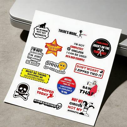 60pcs (4 Sheets) Black Humor & Sarcastic Quotes Sticker Pack, Aesthetic Style Stickers Suitable For Teenagers And Adults, Applicable To Phone Cases, Notebooks, Etc. Scrapbook Supplies Scrapbooking
