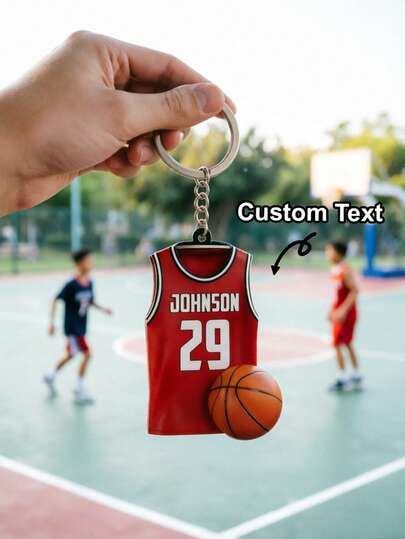 Personalized Basketball Jersey Keychain, 2D Printed Keychain, Basketball Jersey Sports Keyring, Sports Keychain, Sports Gift, Gift For Her/Him, Birthday Gift, Gift For Girlfriend/Boyfriend, Dawg, Engraved, Stainless Steel, Retro, Casual, Unisex, Old Money, Fashion, Customized, Personalized, Unique, Gift For Friends, Boyfriend, Trinkets, Class Of 2026