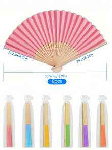 手工纸竹折扇，适合婚礼派对DIY装饰、书法绘画练习，空白白色折扇 - 中式风格。木质竹制折叠手扇，带网袋，适合作为婚礼礼物、派对装饰、家居装饰。 - 多色 - 查看 6