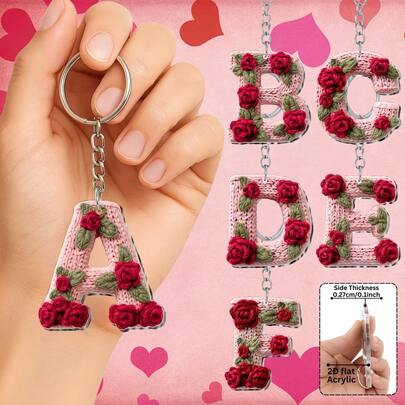 浪漫花卉字母设计挂饰，是婚礼礼物、背包装饰、派对礼品和情侣纪念品的理想之选