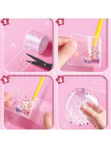 DIY Nano Glue Handmade Double-Sided Tape Kit (Tape Color Randomly Sent, Accessories Color*Pattern*Combination Randomly Sent, Subject To Actual Product Picture) Back To School Season (Single Tape Color Randomly Sent, No Accessories Included) - Sets - View 4