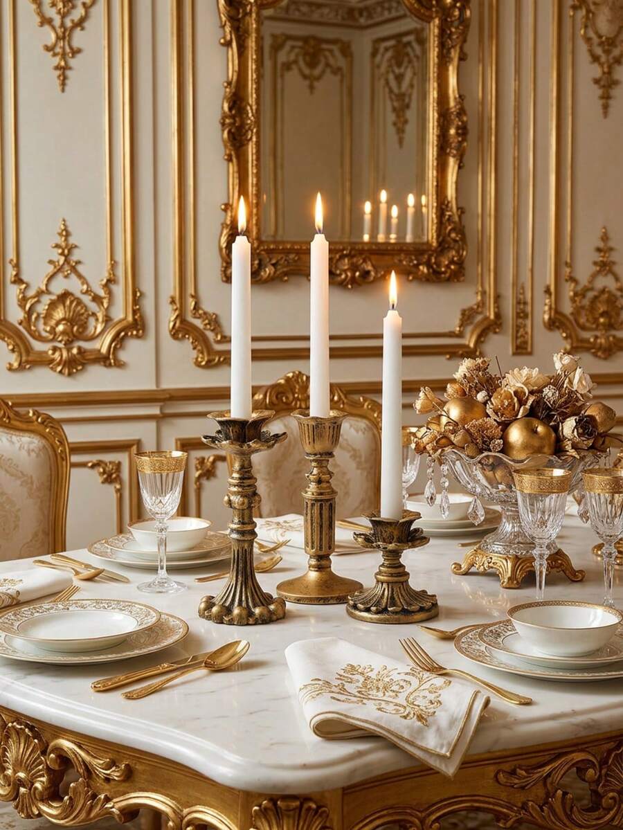 Bộ chân nến bằng đồng kiểu Pháp cổ điển Gothic, chân nến/bộ chân nến, chân nến kiểu hoa văn cổ điển hoài cổ để trang trí nhà cửa, vật trang trí trung tâm bàn, phong cách Art Deco tối giản cổ điển cho đám cưới, quà tặng Ngày của Mẹ, quà sinh nhật, quà tặng ngày lễ. - Phong cách cổ điển - Xem 1