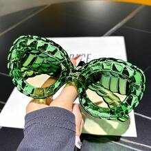 Fashionable Women's Cat-Eye Large-Frame  Glasses, Suitable For Casual Gatherings, Add A Relaxed And Casual Touch, Making You The Center Of Attention. - 綠色的 - 查看 10
