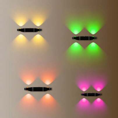 1 无线双眼四透镜感应灯，3色/RGB可调LED壁灯，磁吸式高效感应灯，电池供电USB充电壁灯，适用于走廊、台阶、卧室、衣柜、绘画、艺术展览和室内植物装饰照明。