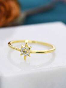 优雅女士星形戒指，可叠戴戒指，送给妻子的节日礼物 - golden - 查看 10