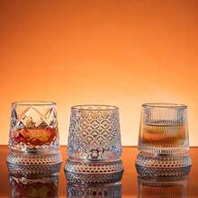 1PC 10oz (Approx. 283.5g) Rotating Whiskey Glass, Suitable For Scotch Whisky, Rotating Old Fashioned Clear Glass Cup, Cocktail Glass For Bar, Party, Home And Gift, Luxury High-End Whiskey Glass, Classic Crystal Cup, Tumbler Rotating Stress Relief Beer Glass, Crystal Rotating Glass, Home Whiskey Glass, Liquor Glass, Spirit Glass, Embossed Glass Whiskey Cup, Women's Stress Relief Drinking Cup - Multicolor - View 7
