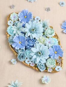 20/50pcs Blue Artificial Flower Material Pack - Artificial Flowers, Fake Flowers, Handmade Headpieces, Wreath Supplies, Wedding Floral Materials. Suitable For Making Wreaths, Holiday And Birthday Party Decorations, Bridal Wrist Corsages, Home And Floral Shop Decor, Garden Decorations, Mother's Day Decorations, Year-Round Use. - Baby Blue - View 3