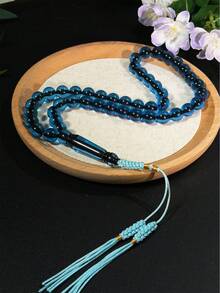 1pc Muslim 45 Beads Black Thread Handmade Tassel Pendant, Versatile Muslim Prayer Beads, Solemn Texture Religious Accessory For Men - Multicolor - View 1