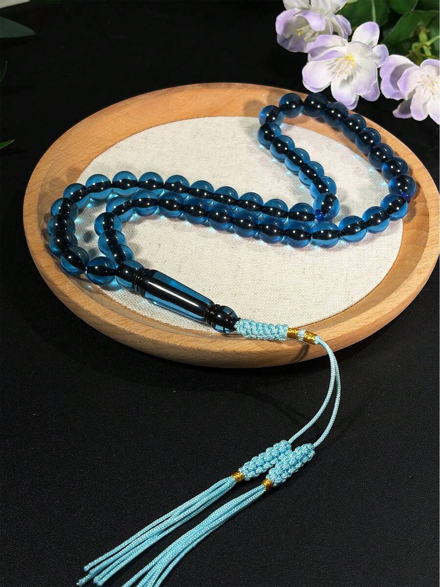 1pc Muslim 45 Beads Black Thread Handmade Tassel Pendant, Versatile Muslim Prayer Beads, Solemn Texture Religious Accessory For Men - Multicolor - View 1
