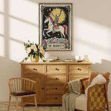 1 pezzo cartellone su tela da parete magico, senza cornice, con stampa di scheletro divertente, tarocchi mistici, unicorno arcobaleno, strega, decorazione per soggiorno, camera da letto, camera del dormitorio - Tarocchi - Visualizzare 5