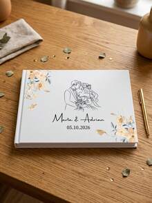 1pc Customized Wedding Guest Book With Watercolor Floral Design, Can Customize Couple's Names And Date, Unique Wedding Memorabilia, Suitable As Wedding Gift - Multicolor - View 18