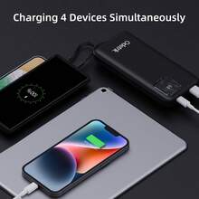 10000mAh Fast Charging Power Bank With Built-In Cables, 22.5W PD & QC Charging, LED Digital Display, Multi-Device Travel Charger - Negro - Ver 3