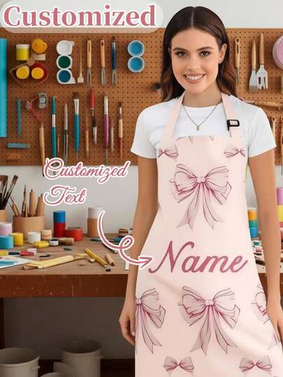 Individuell anpassbare Küchenschürze mit Namen. Personalisierte Schürze geeignet für Malen, Basteln, Kochen, Backen und Gärtnern, Küchen- und Esszimmer-Dekoration, Geschenk zu Feiertagen