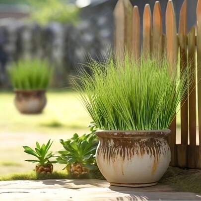 12pcs Artificial Onion Grass Green Plants, Suitable For Indoor/Outdoor Decor, Gardening Landscape, Lawn Decor, Fence Ground Insertion - Applicable For Home Decor, Yard, Hotel, Garden, Balcony, Wedding Decor, Mother's Day, Father's Day, Graduation Season, All Seasons