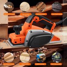 Cepilladora Eléctrica de Madera Goxawee 1050W 18000 Rpm, Corte Ajustable 0-2mm x 82mm, Lijado Desbaste Pulido, Portátil para Carpintería DIY, Compatible con Cuchillas G5289 + Accesorios Completos - Tipo de Enchufe B USA (110-127V) - Ver 10