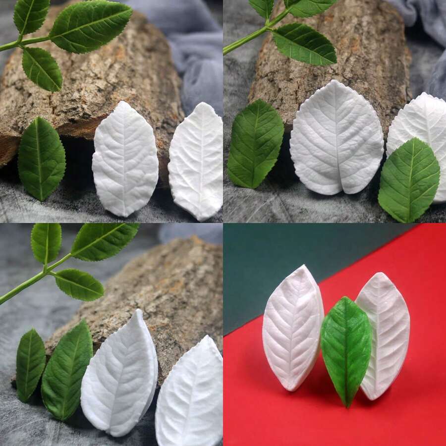 Molde de silicona con textura de hoja, molde de relieve doble cara para decoraciones de pasteles de fondant, herramienta de repostería reutilizable para bodas, fiestas de cumpleaños