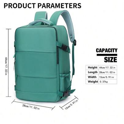 Unisex 180 ° Fully Open Large Capacity Travel Backpack, Simple Solid Color, Can Board Multiple Compartments, Short Distance Travel, Commuting, School, Wear-Resistant Backpack