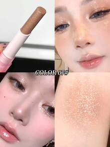 1 pieza Barra de Sombra de Ojos con Brillo Perlado y Purpurina, Lápiz de Sombra de Ojos de Larga Duración Resistente al Agua y a las Manchas con Efecto Iluminador, Aplicación Portátil de Una Sola Pasada - Multicolor - Ver 9