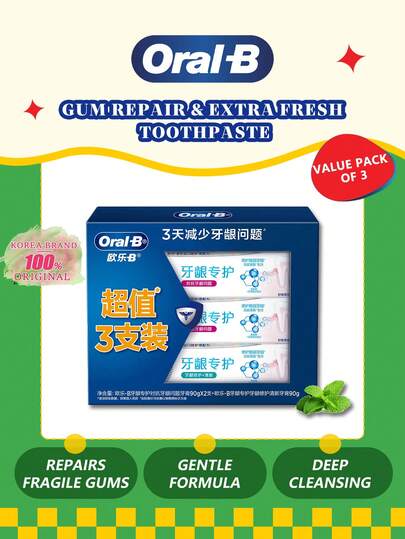 Oral-B 3pcs Anti-Gum Bleeding & Inflammation Toothpaste, Featuring ActivRepair™ Technology To Promote Gum Health, Reduce Gum Bleeding & Inflammation, Fight Plaque Bacteria Along The Gumline, Stannous Fluoride Formula To Strengthen Enamel, Provide 24-Hour Protection, Mint Flavor, Dentist Recommended Brand.