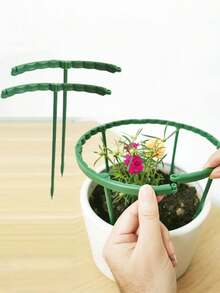 8个/4个塑料半圆形支架，适用于盆栽植物、植物支撑杆、塑料笼架、室内外小型植物支架、园艺花卉支架、塑料半圆形种植篮架，适用于小型室内外植物、半圆形盆栽植物、塑料环形植物架、小型植物支撑环 - 綠色 - 查看 3
