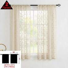 1pc Or 2pcs COSENNATUR Beige Romantic Minimalist Polka Dot Pom Pom Sheer Curtain, Kitchen Window Curtain, Rod Pocket Top, Easy To Hang, Lightweight & Soft, Polyester Fabric, Suitable For All Seasons, Washable, Ideal For Bedroom, Living Room, Office, Balcony Filtering Light Decoration - Beige - View 22