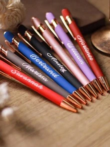 1 pièce Stylo à bille de luxe personnalisé avec texte/logo, toucher doux, or rose, caoutchouc premium, corps en alliage d'aluminium, parfait comme cadeau pour les demoiselles d'honneur, les femmes, les étudiants, les enseignants, la famille et les amis - Multicolore - Voir 2