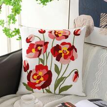 Fundas de almohada bordadas florales con cierre oculta, fundas de cojín decorativas de primavera para sofá, decoración del hogar (lavanda, 18 x 18 pulgadas) - Rosa - Ver 6