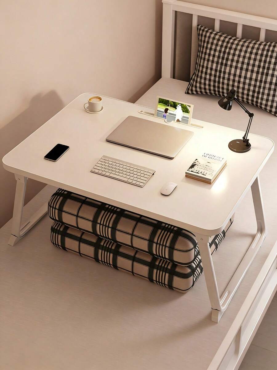 三件套可调节折叠桌，包含桌面和稳固支架，轻便节省空间，非常适合在床上工作、学习和看剧。适用于学生宿舍、房间和办公室家具。 - 顏色隨機 - 查看 1