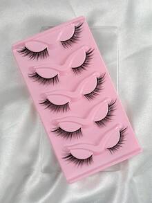5 Pairs Manga Cat Eye Fox Eye Faux Mink False Eyelashes Sexy Lashes Extension Makeup - Black - View 3
