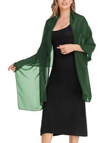 Chiffon Shawl Scarf Suitable For Bride Wedding Party Evening Dress And Special Occasion Attire,Beach,Holiday - Green - View 4