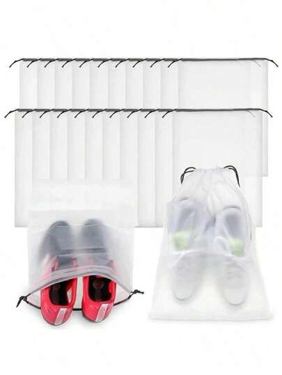 1/5/10pcs Transparent Plastic Storage Bags, Portable Travel Shoe Bags, Waterproof Shoe Bags, Drawstring Shoe Organizers, Unisex Travel Storage Drawstring Shoe Covers, Dust-Proof Packing Bags For Women, Travel Essential, Cruise Essential, Holiday Essential JCJJ