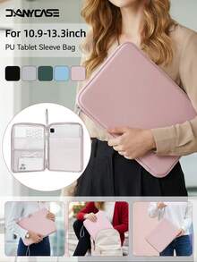 DANYCASE 防震纯色 PU 材质平板电脑手提包，通用型 10.9 英寸、12.9 英寸、13.3 英寸平板电脑保护套，多口袋设计，适用于 10、10.9 英寸、7/8/9、10.2 英寸、 Mini、7、6、Air、11(M2)、Pro 12.9 英寸平板电脑，生日礼物、周年纪念礼物 - 彩色 - 查看 2