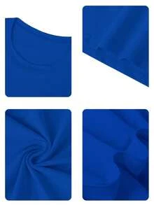 Camiseta de Manga Corta con Estampado Gráfico Simple y Versátil para Hombre - azul índigo - Ver 6