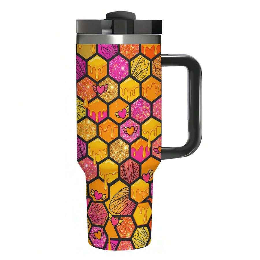 He-Lluva Boss And Haz-Bin Hotel 40oz Insulated  Tumbler With Handle And Straw Lid, 18/8 Stainless Steel Vacuum Travel Mug, Leak-Proof Reusable Water Bottle, Car Cup Holder Friendly For Gym, Work, And Outdoor Travel - black - 查看 1