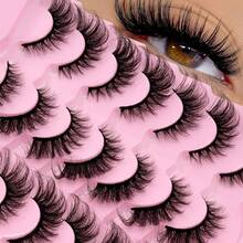 14 pares de pestañas postizas transparentes con efecto ojo de gato natural y desordenado, pestañas delgadas con forma de ojo de gato, tiras completas y suaves, pestañas postizas naturales y realistas. - Negro - Ver 7