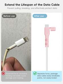 Silicone Data Cable Protective Cover - With Dust-Proof Cover And Anti Breakage Charging Cable Protective Cover Suitable For IPhone/Android - Multicolor - View 4