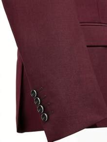 2 piezas Traje de negocios para hombre, vestimenta formal para boda, ceremonia (Chaqueta + Pantalones) - Burdeos - Ver 5