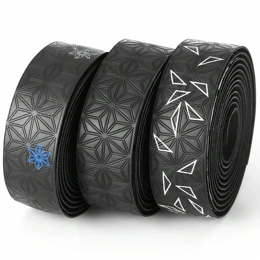 1 Pair Road Bike Handlebar Tape, Anti-Slip Shock Bar Tape With PU Anti-Vibration Wrap, Bicycle Handlebar Durable Tape - 黑色 - 查看 1