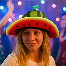 新款西瓜帽，趣味万圣节/复活节帽，派对头饰，西瓜帽，趣味万圣节/复活节帽 - 綠色 - 查看 1