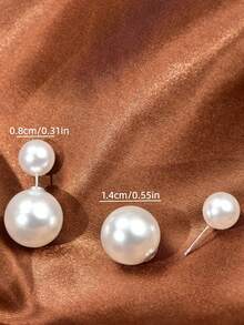 1 Đôi bông tai đính ngọc trai giả hai mặt màu trắng, kiểu dáng thanh lịch, tối giản, phong cách Pháp cổ điển, phù hợp cho các cô gái tuổi teen đeo hàng ngày, dự lễ hội và tiệc tùng. - Ngọc trai giả hai mặt - Xem 6