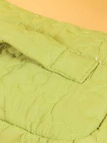 1pc Green Printed Quilted Cosmetic Bag, Made Of Soft Fabric, Fashionable And Casual, Large Capacity, Portable Zipper Design, Essential For Travel And Vacation, Also A Great Gift For Female Friends - Green - View 5