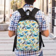 Gouache Parasaurolophus Casual Backpack Featuring A Single Main Section, Perfect For School, Leisurely Strolls, Or Everyday Tasks - 黑色 - 查看 3