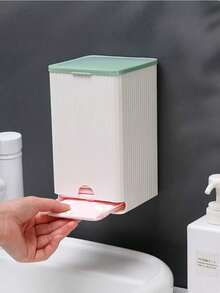 Hộp đựng băng vệ sinh và giấy vệ sinh treo tường phòng tắm, hộp đựng kiểu ngăn kéo dùng để đựng băng vệ sinh, khăn giấy, tăm bông, hộp đựng đồ nhỏ đa chức năng có nắp lật chống bụi. - trắng - Xem 9