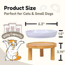 Slow Feeder Bowl, 6.3″ Elevated Cat Bowl With Stand, Melamine Wide Shallow Food Bowl, Whisker-Friendly Raised Plate, Wet Food Feeder For Slow Eating (White) - White1PackwithStand-6.3''Wx1.5''H - View 4